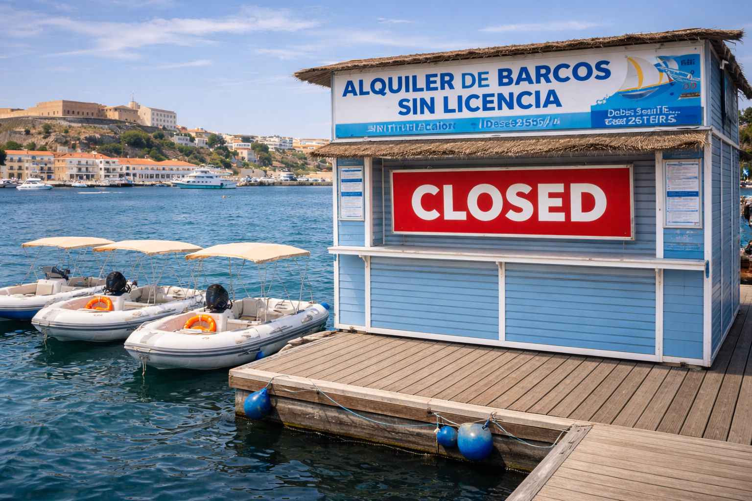 Puesto de alquiler de barcos sin licencia cerrado