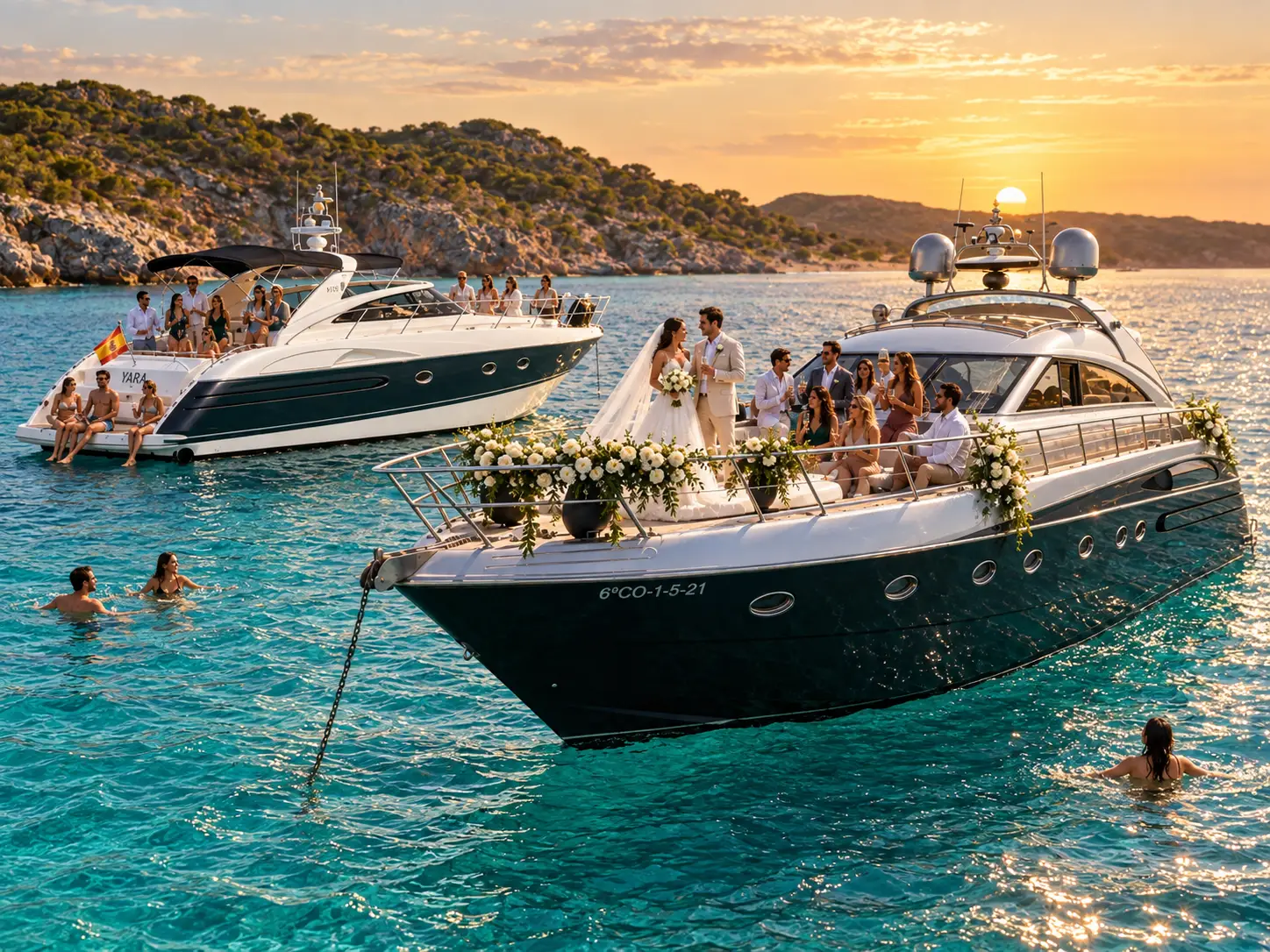 Boda auf Yachten vor Menorca